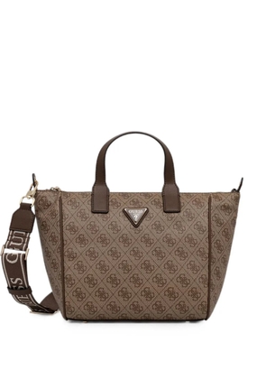 GUESS USA Follie monogram-print logo-plaque tote bag - Brown