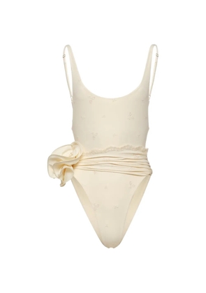 Magda Butrym floral-embroidered swimsuit - Neutrals