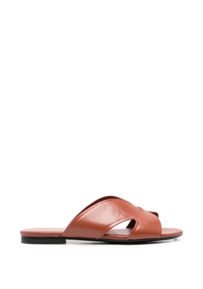 SERGIO MORETTI FIRENZE cut-out leather slippers - Brown