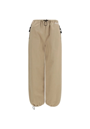 Miu Miu logo-embroidered drawstring trousers - Neutrals