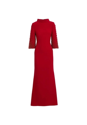 Badgley Mischka bead-embellished crepe gown - Red