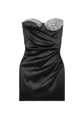 AREA crystal-embellished draped mini dress - Black