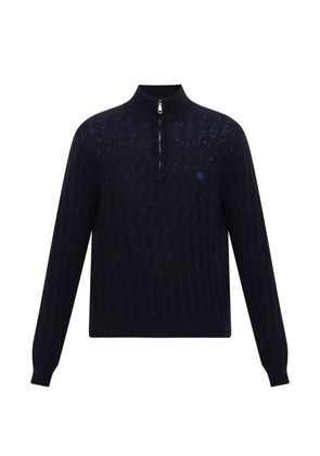 ETRO quarter-zip cable-knit sweater - Blue
