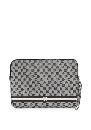 DKNY logo-print striped laptop bag - Grey