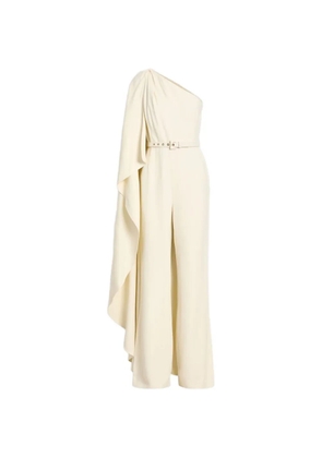 Monique Lhuillier one-shoulder draped jumpsuit - Neutrals