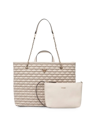 GUESS USA Giully quilted striped tote bag - Neutrals