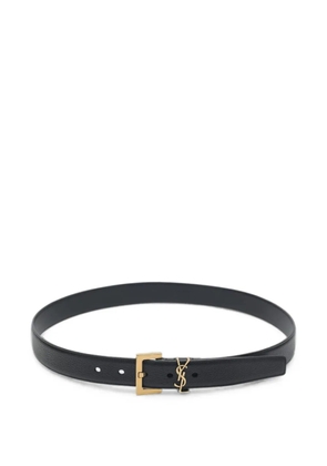 Saint Laurent Cassandre logo leather belt - Black