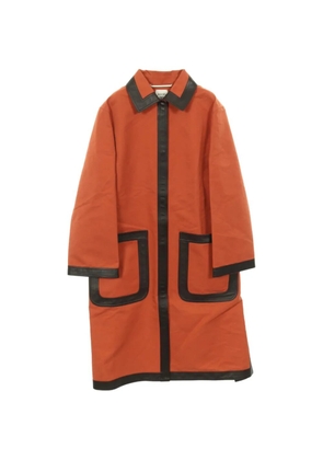 Hermès Pre-Owned 2010 leather-trim trench coat - Orange