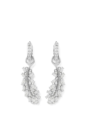 Swarovski crystal-embellished leaf-pendant earrings - Silver