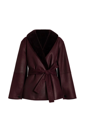 Alberta Ferretti belted sheepskin coat - Purple