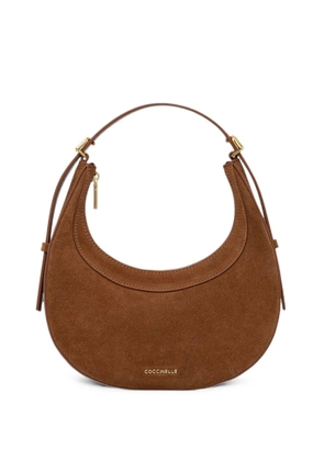 Coccinelle mini Whisper suede crescent shoulder bag - Brown