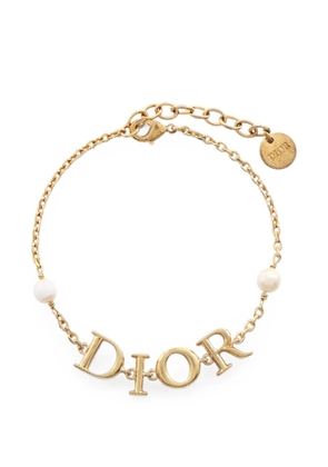 Christian Dior Pre-Owned 2000s logo faux-pearl bracelet - Gold