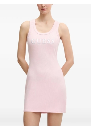 GUESS USA Sunflower ribbed logo-embroidered mini dress - Pink