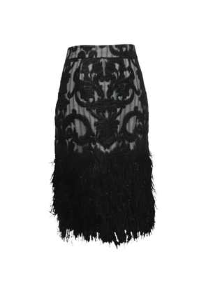 GANNI striped feather-trim skirts - Black