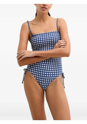 Marc O'Polo gingham-check ruched-side swimsuit - Blue
