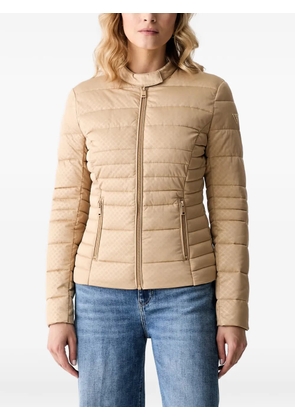 GUESS USA quilted logo-plaque puffer jacket - Neutrals