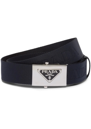 Prada triangle-logo woven belt - Blue
