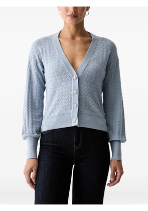 GUESS USA pointelle-knit crystal-embellished cardigan - Blue
