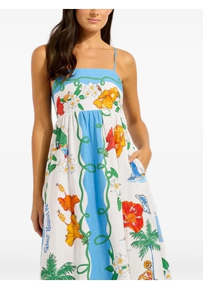 Seafolly Viva Vacation floral-print smocked-back maxi dress - White