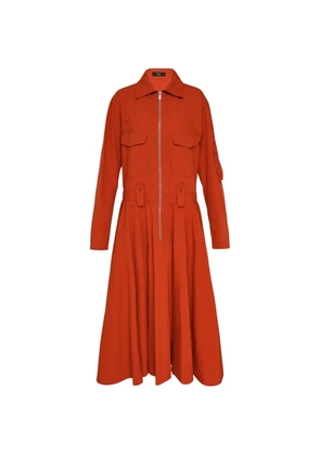 Y's zip-up flared midi dress - Orange