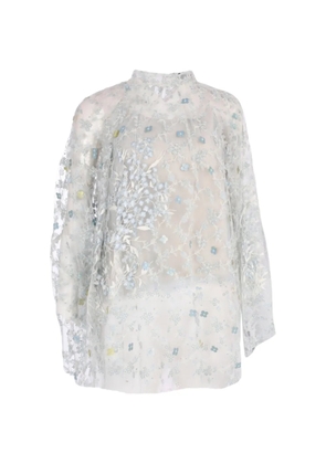 Biyan Sehati beaded embroidered light-blue blouse - White
