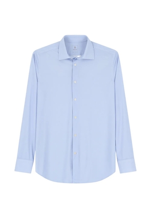 Boggi Milano shirt slim-fit stretch-nylon herringbone B Tech - Blue