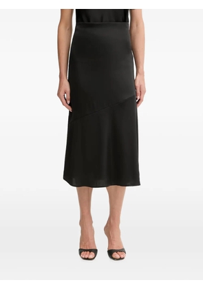 GUESS USA satin-finish asymmetric-seam midi skirt - Black
