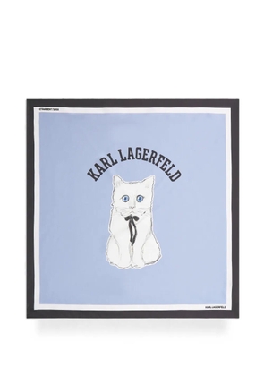 Karl Lagerfeld Ikon Choupette print silk scarf - Blue