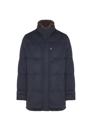 Enrico Mandelli padded shearling-trim coat - Blue