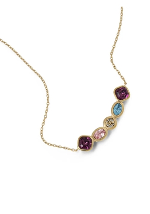 GUESS USA crystal-embellished logo-plaque necklace - Gold