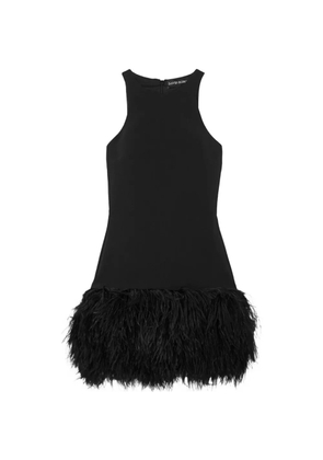 David Koma feather-trimmed dress - Black