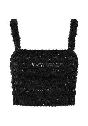 Elie Saab sequin-embellished cropped top - Black