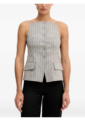 Sisley pinstriped button-front sleeveless top - Grey