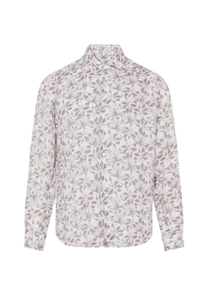 Sonrisa leaf-print long-sleeve shirt - White