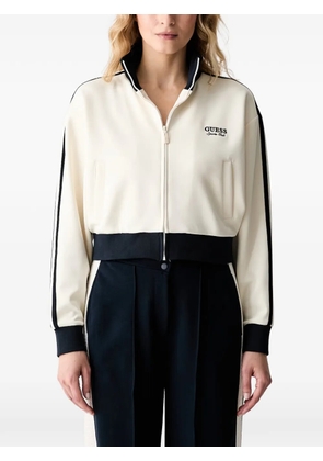 GUESS USA logo-embroidered zip-up sweatshirt - Neutrals