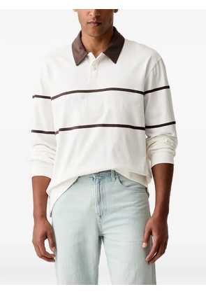 GUESS USA striped embroidered-logo polo shirt - White