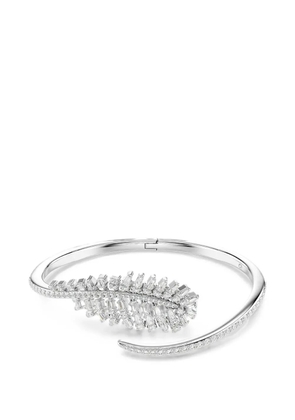 Swarovski crystal-embellished leaf-motif bracelet - Silver