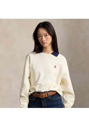 Polo-Collar Fleece Crewneck