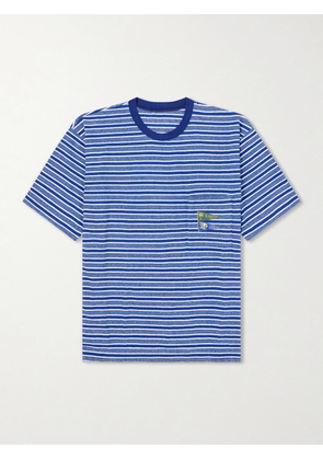 KAPITAL - Logo-Appliquéd Striped Cotton-Jersey T-Shirt - Men - Blue - XS