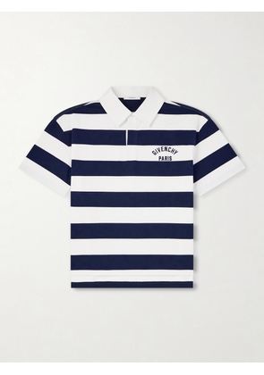Givenchy - Logo-Embroidered Striped Cotton Polo Shirt - Men - Blue - XS
