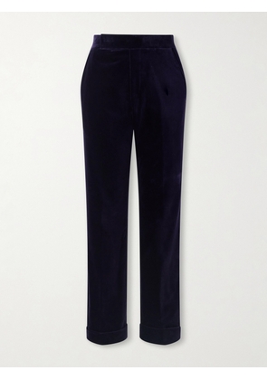 TOM FORD - Atticus Straight-Leg Cotton-Blend Velvet Suit Trousers - Men - Purple - IT 46