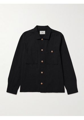 Folk - Patch Linen and Cotton-Blend Overshirt - Men - Blue - S