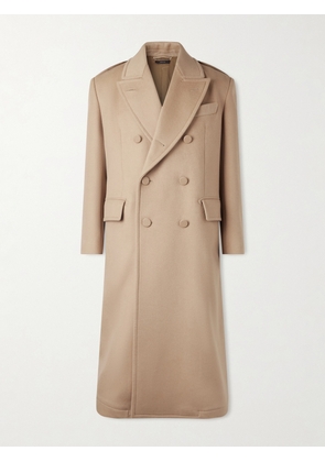 TOM FORD - Double-Breasted Wool and Cashmere-Blend Coat - Men - Neutrals - IT 46