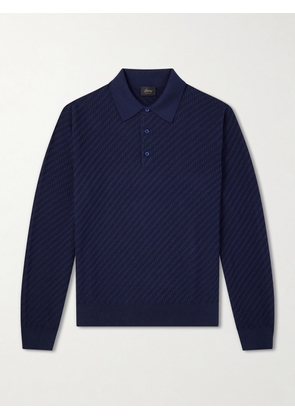 Brioni - Cotton, Silk and Cashmere-Blend Polo Shirt - Men - Blue - IT 48