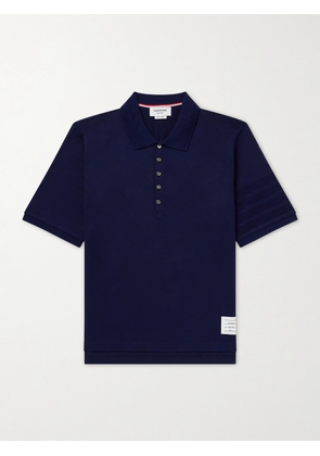 Thom Browne - Striped Logo-Appliqué Cotton-Jersey Polo Shirt - Men - Blue - 1
