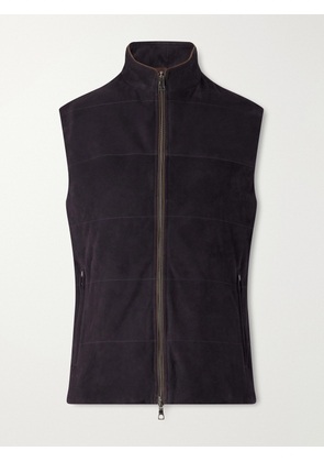 N.PEAL - Belgravia Cotton-Trimmed Suede Gilet - Men - Blue - S