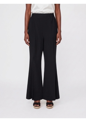 MES DEMOISELLES High-Waisted Flared Silk Trousers with Elasticated Waist
