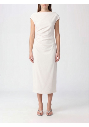 PAROSH Sheath Midi Dress P. A.R. O.S. H. in Cady with Straight Neckline and Ruched Waist