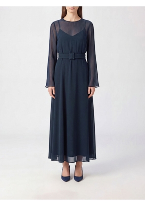 PAROSH P. A.R. O.S. H. A-Line Midi Cocktail Dress in Georgette with Long Sleeves
