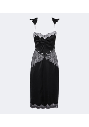 The Attico Lace-trimmed satin midi dress